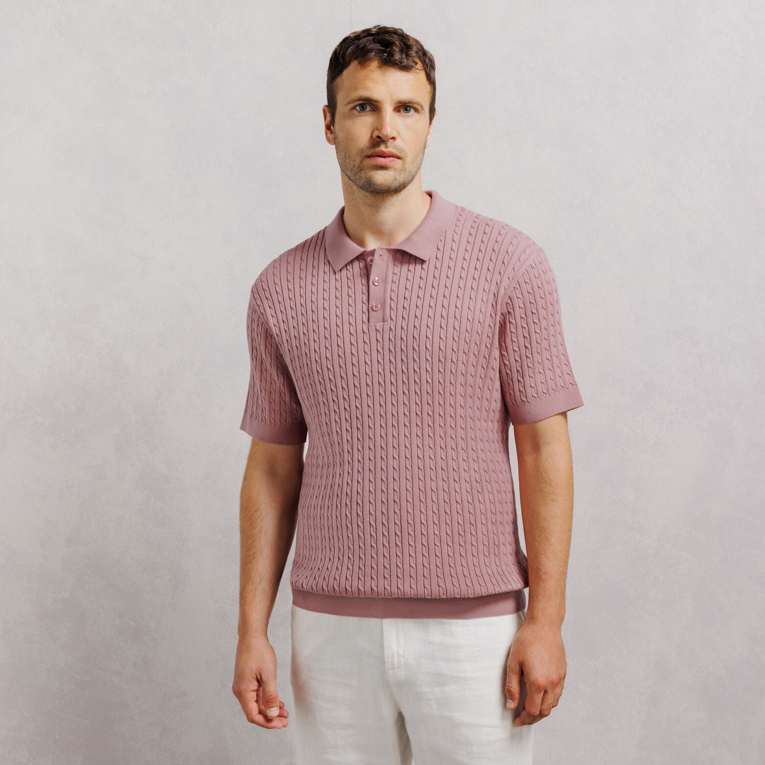 Polo en maille manches courtes torsad&eacute;