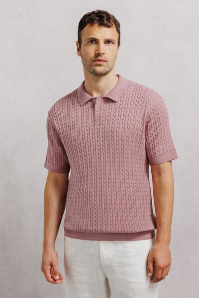 Polo en maille manches courtes torsad&eacute;