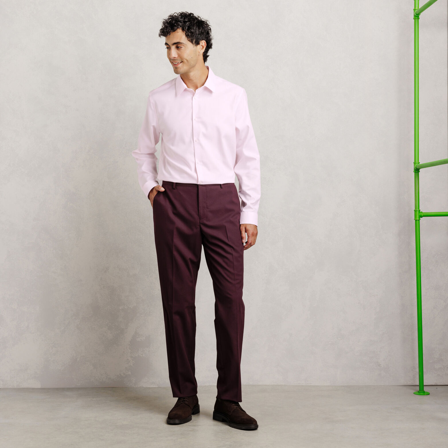 Chemise 100% coton slim sans repassage textur&eacute;e