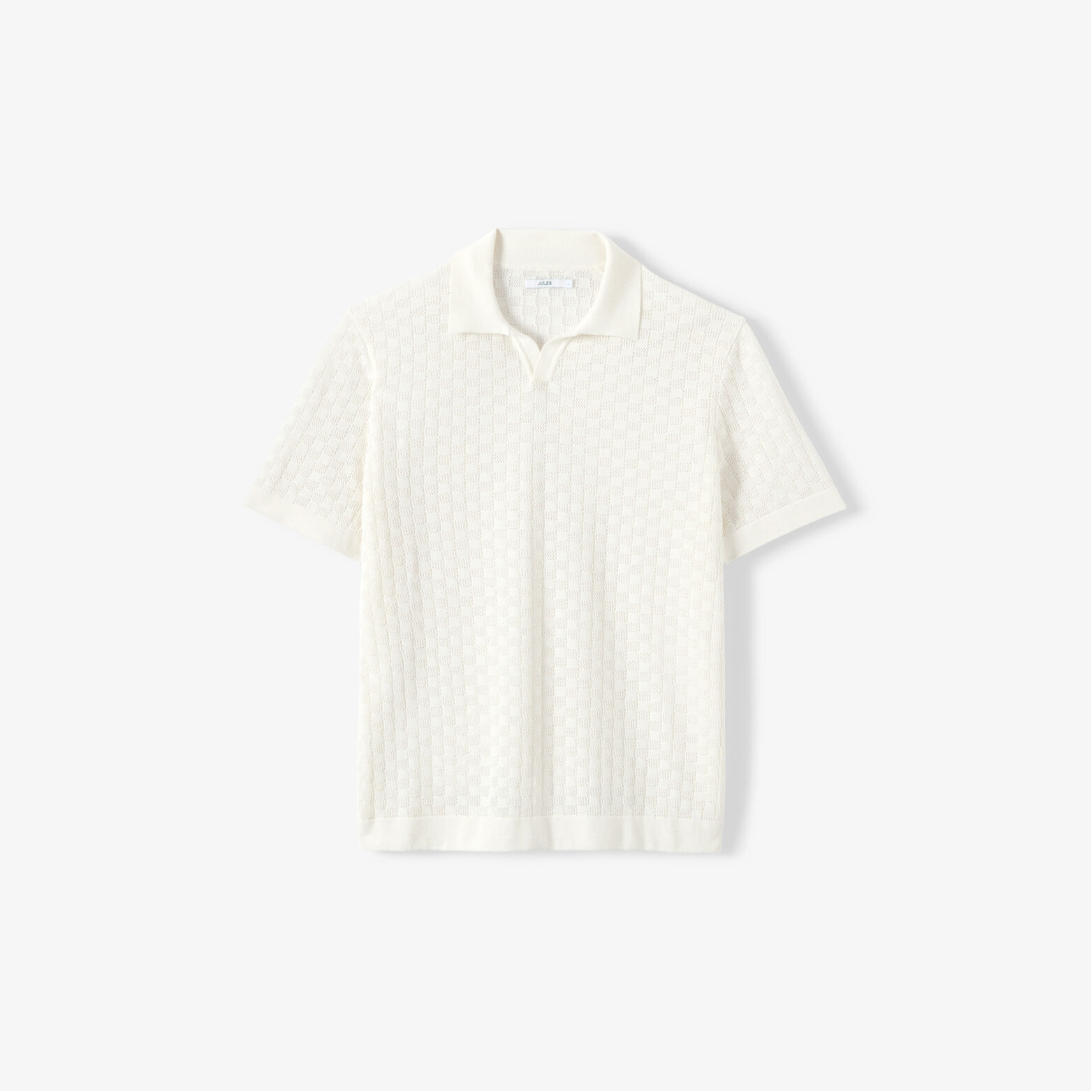 Polo en maille col resort damier