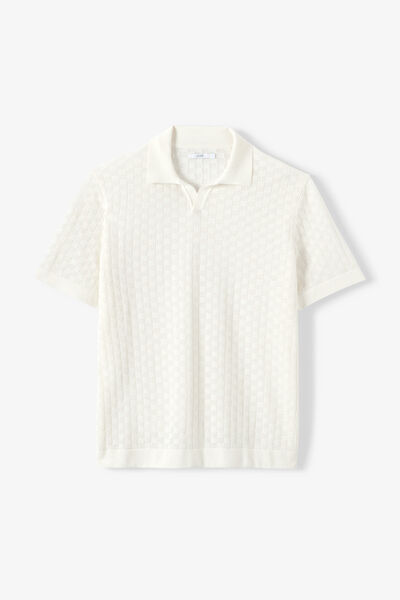 Polo en maille col resort damier