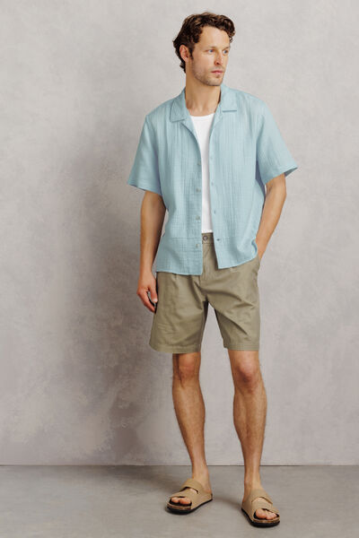 Chemisette gaze de coton col requin unie