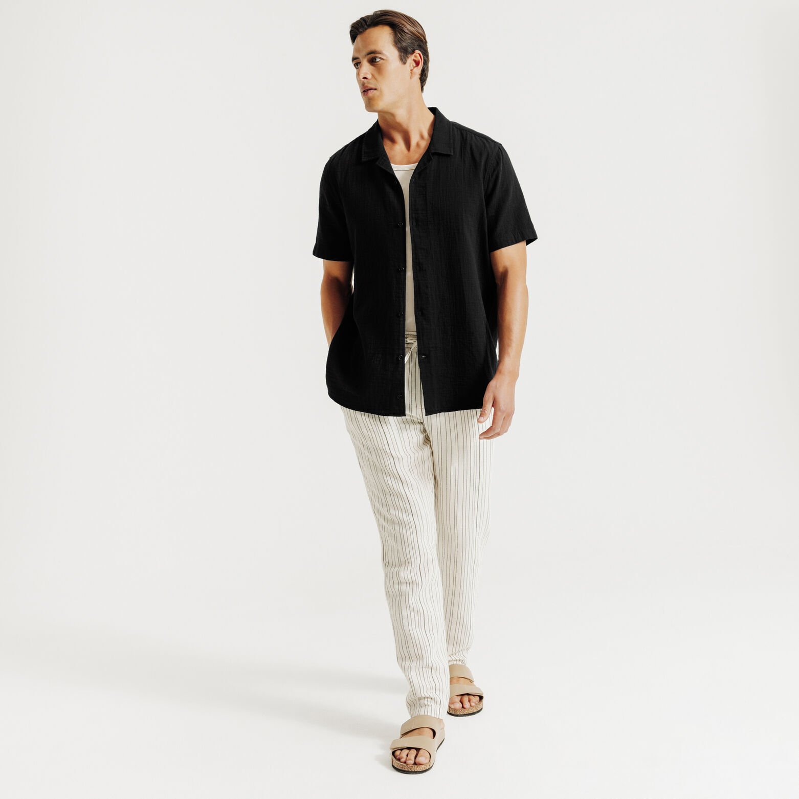 Chemisette en gaze de coton col requin