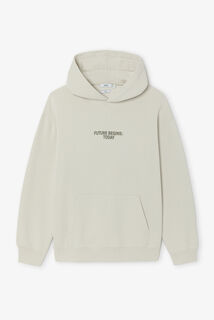 Relaxed fit sweater met kap, print op voor-en acht