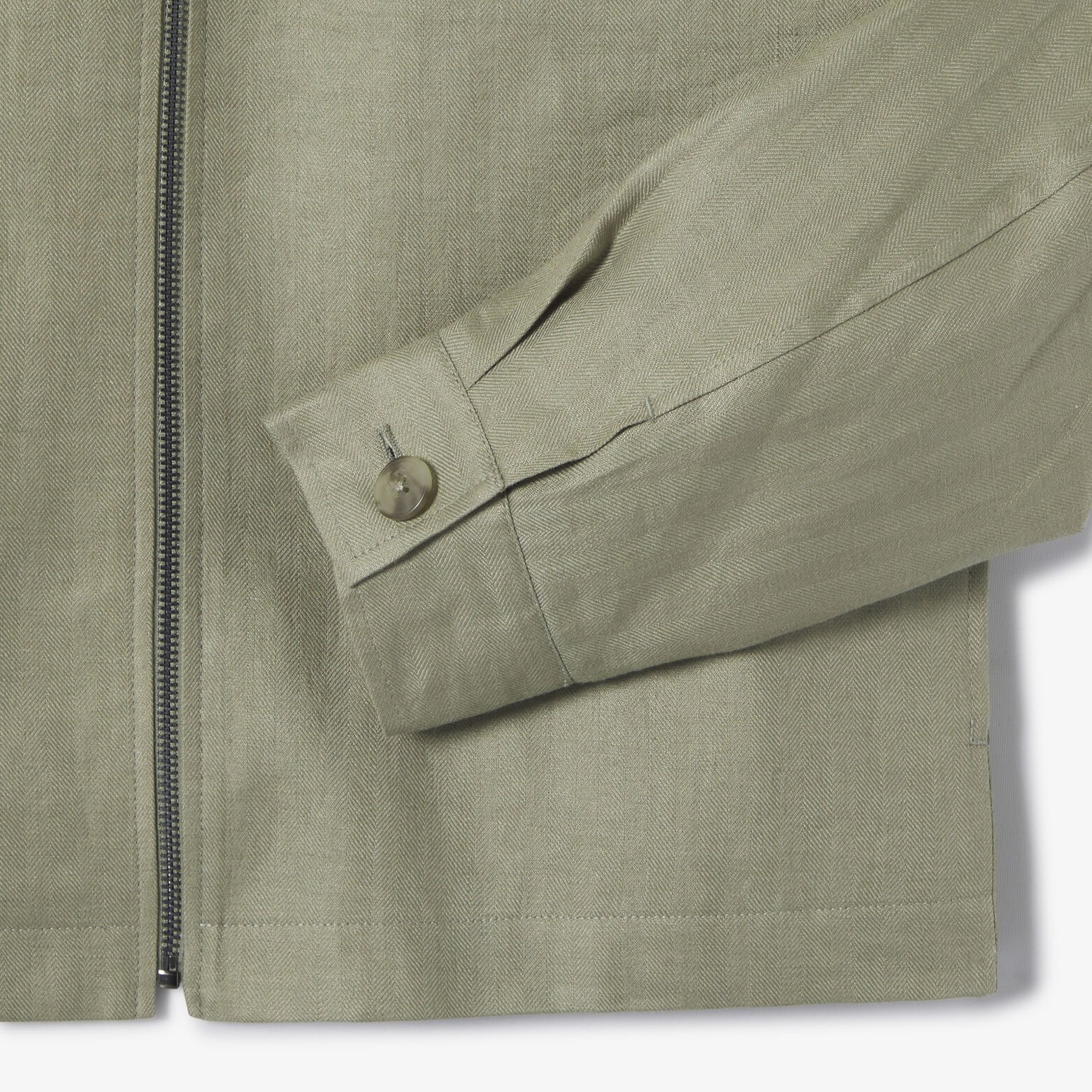 Vest visgraat met hemdskraag en rits, 100% linnen