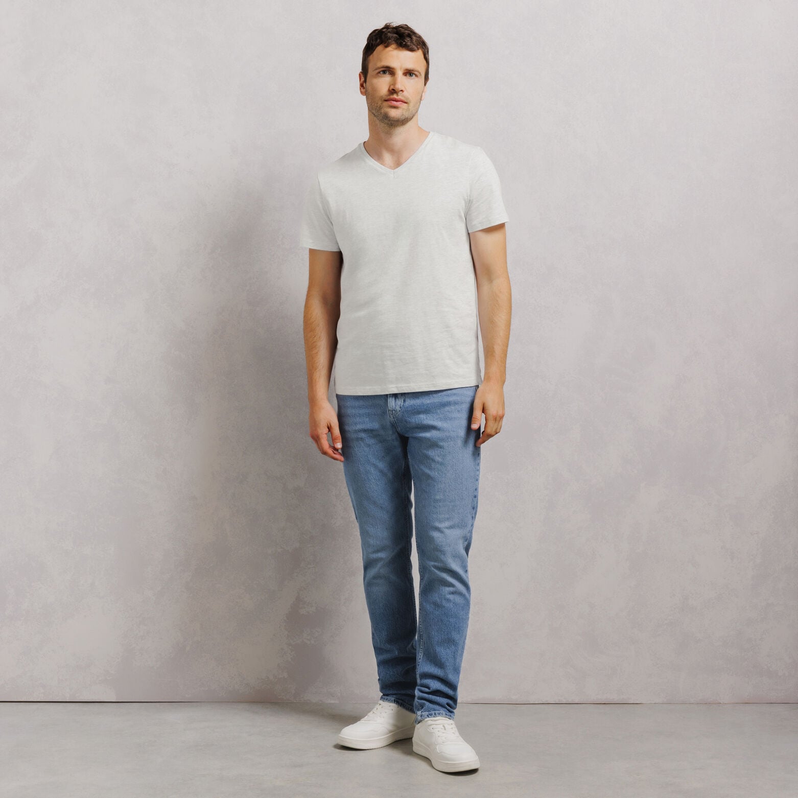Tee shirt col V en coton