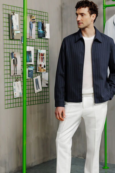 Veste col chemise zipp&eacute;e ray&eacute;e