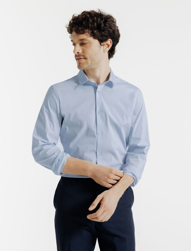 Extraslim effen hemd in gerecyclede polyamide