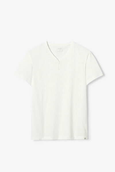 Tee shirt col tunisien mati&egrave;re flamm&eacute;e