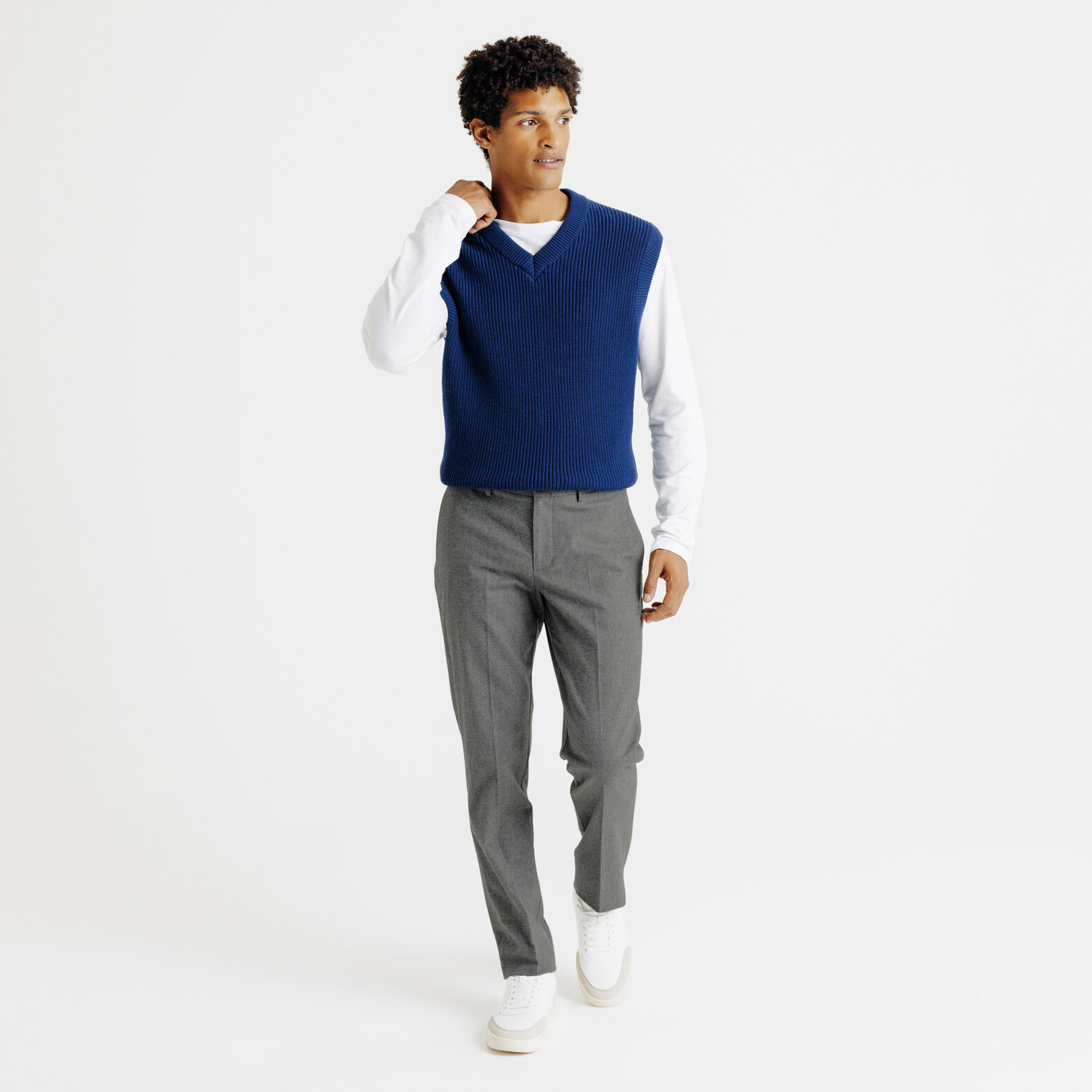 Pantalon chino straight effet flanelle