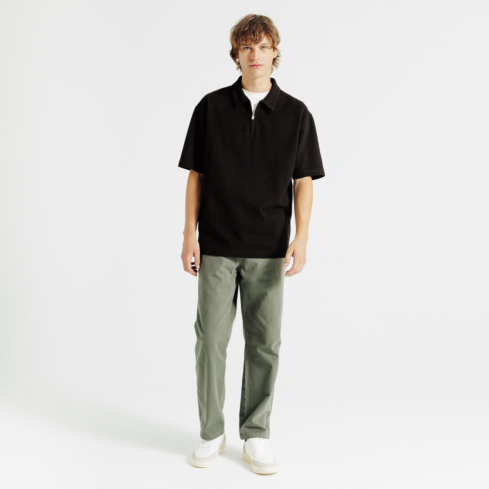 Polo manches courtes col zippé