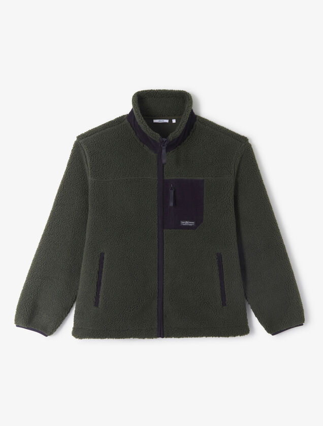 Veste zipp&eacute;e en sherpa contrast&eacute;e