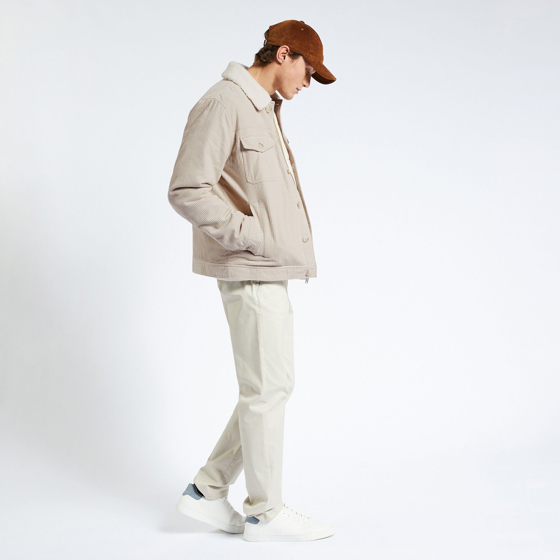 Blouson velours col chemise Beige Jules