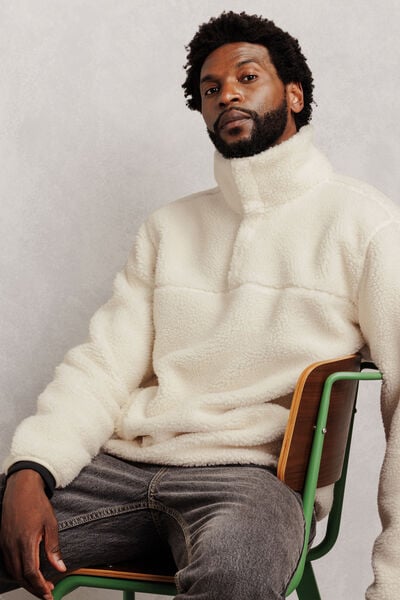 Sweat col montant pressionn&eacute; en sherpa