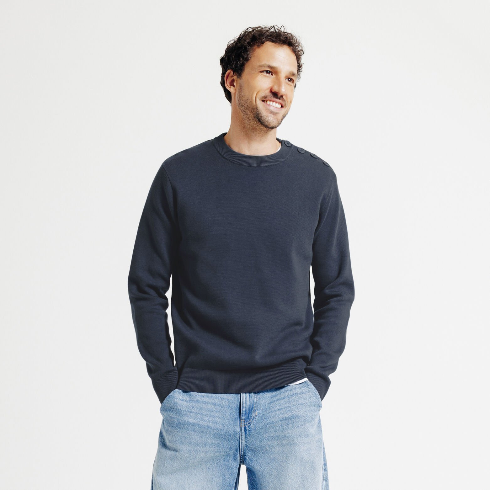 Pull col rond boutonn&eacute; "le parfait by JULES"