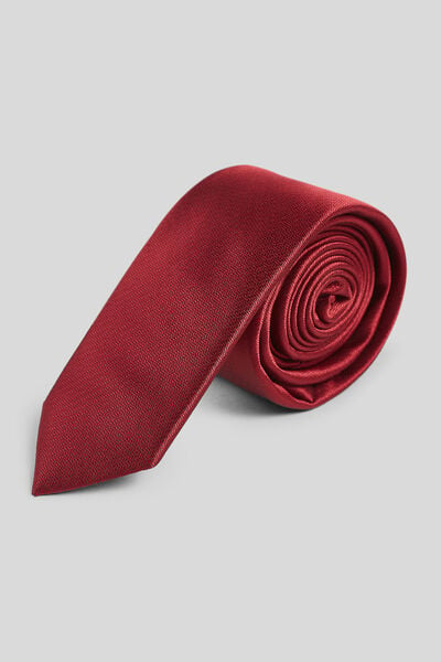 Cravate fine unie Rouge