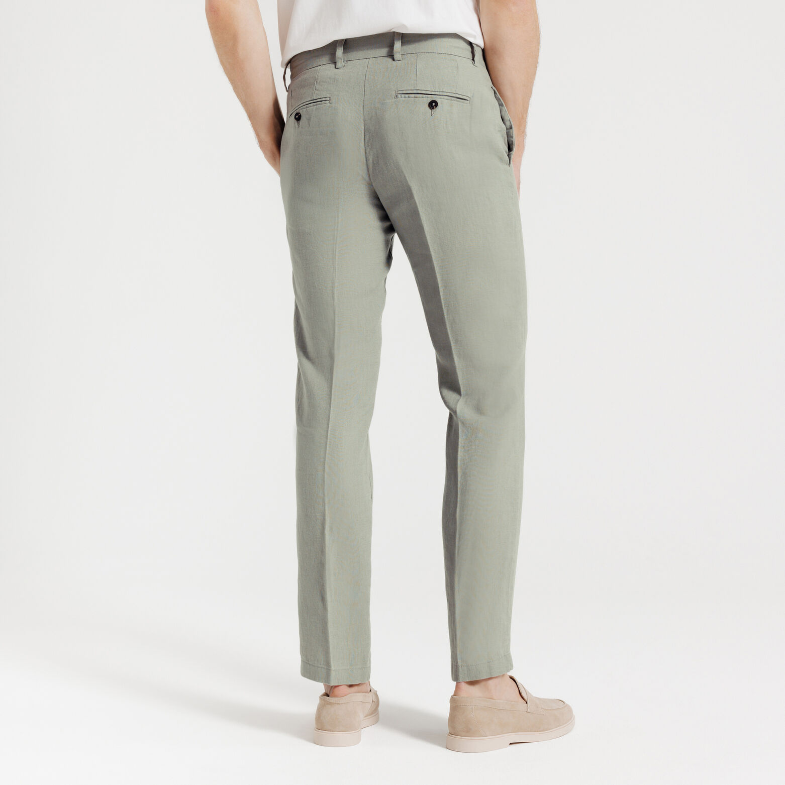 Pantalon chino straight 100% lin