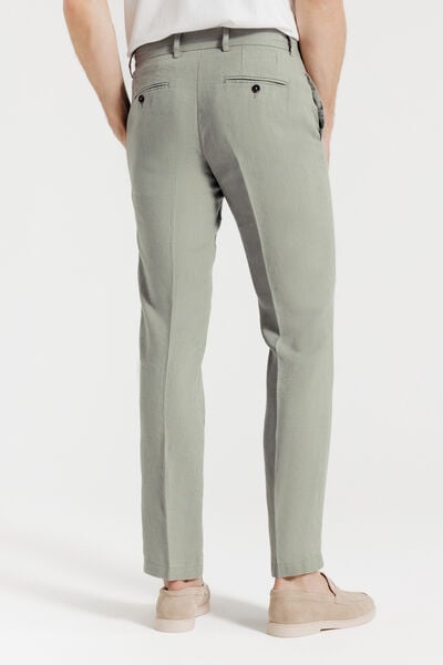 Pantalon chino straight 100% lin