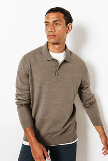 Polo en maille col boutonn&eacute; m&eacute;rinos