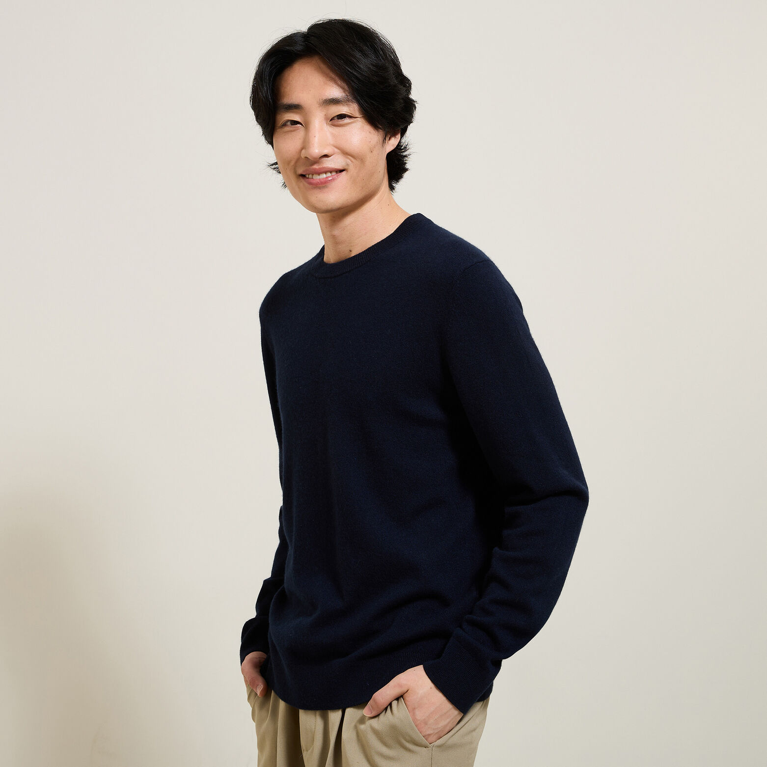 Pull col rond mélange mérinos cachemire