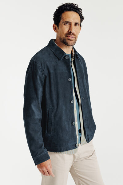 Blouson en cuir col chemise