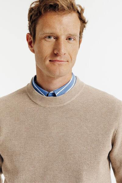 Trui ronde hals in fantasie-stekenpatroon