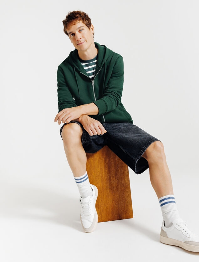 Sweater met kap en rits
