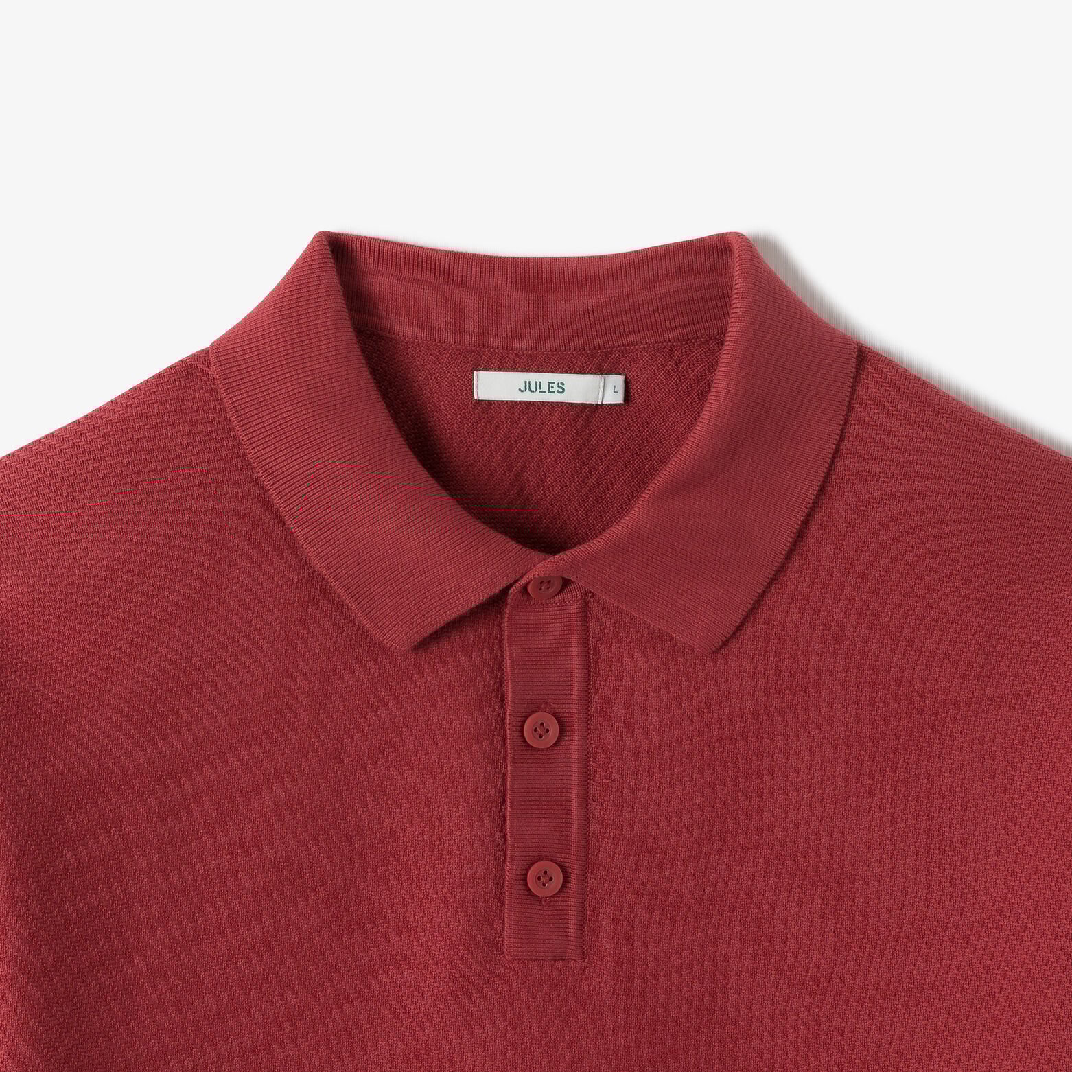 Polo en maille col boutonn&eacute; jeux de points