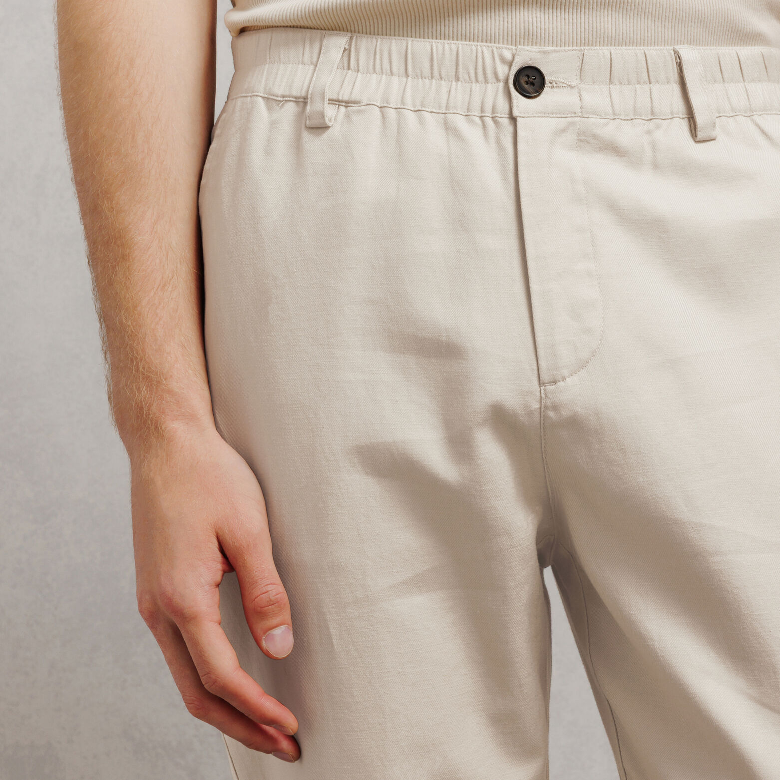 Pantalon chino coton lin tapered