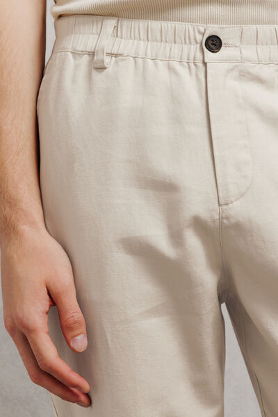 Pantalon chino coton lin tapered