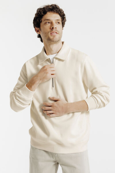 Sweat col polo zipp&eacute; uni
