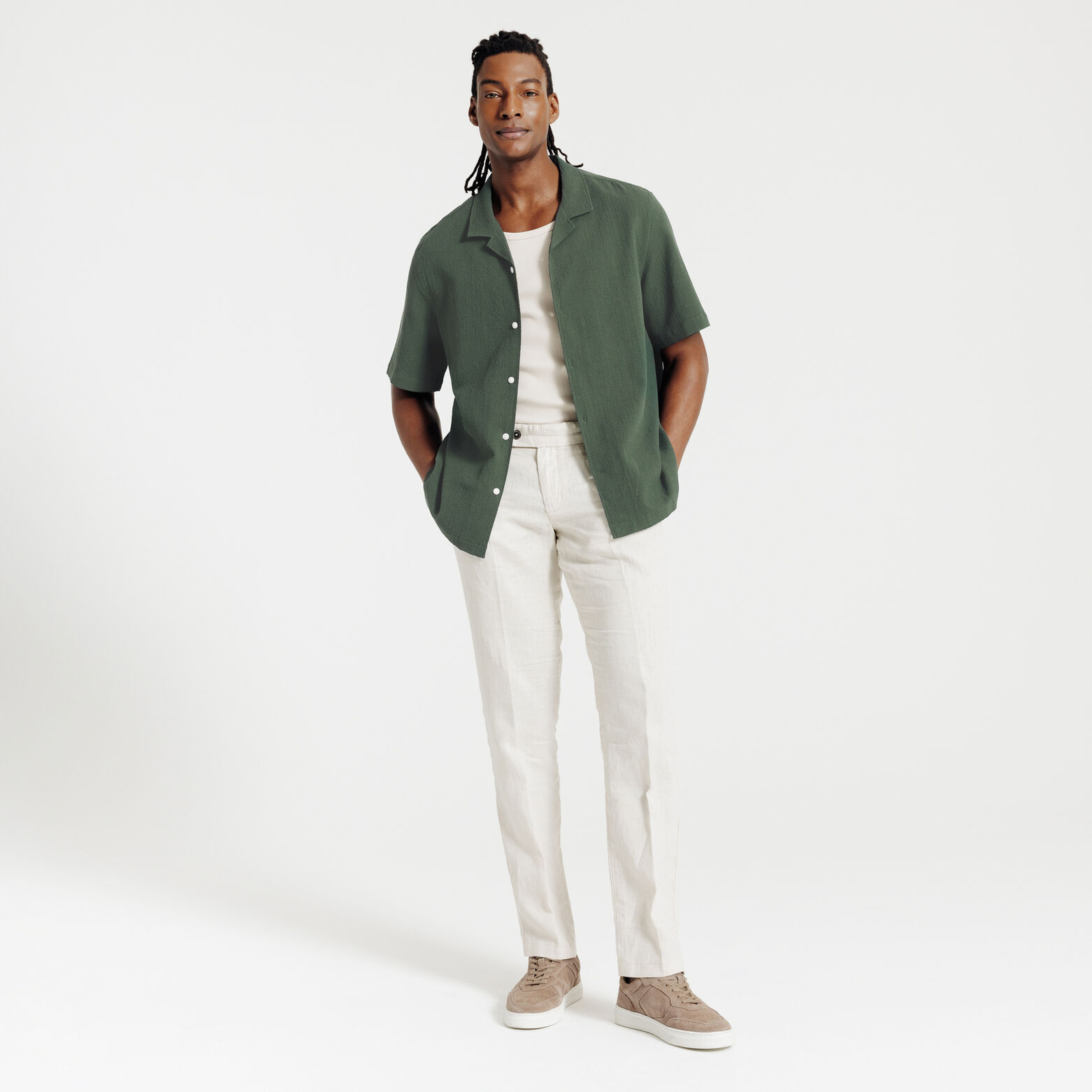 Chemisette en coton seersucker unie