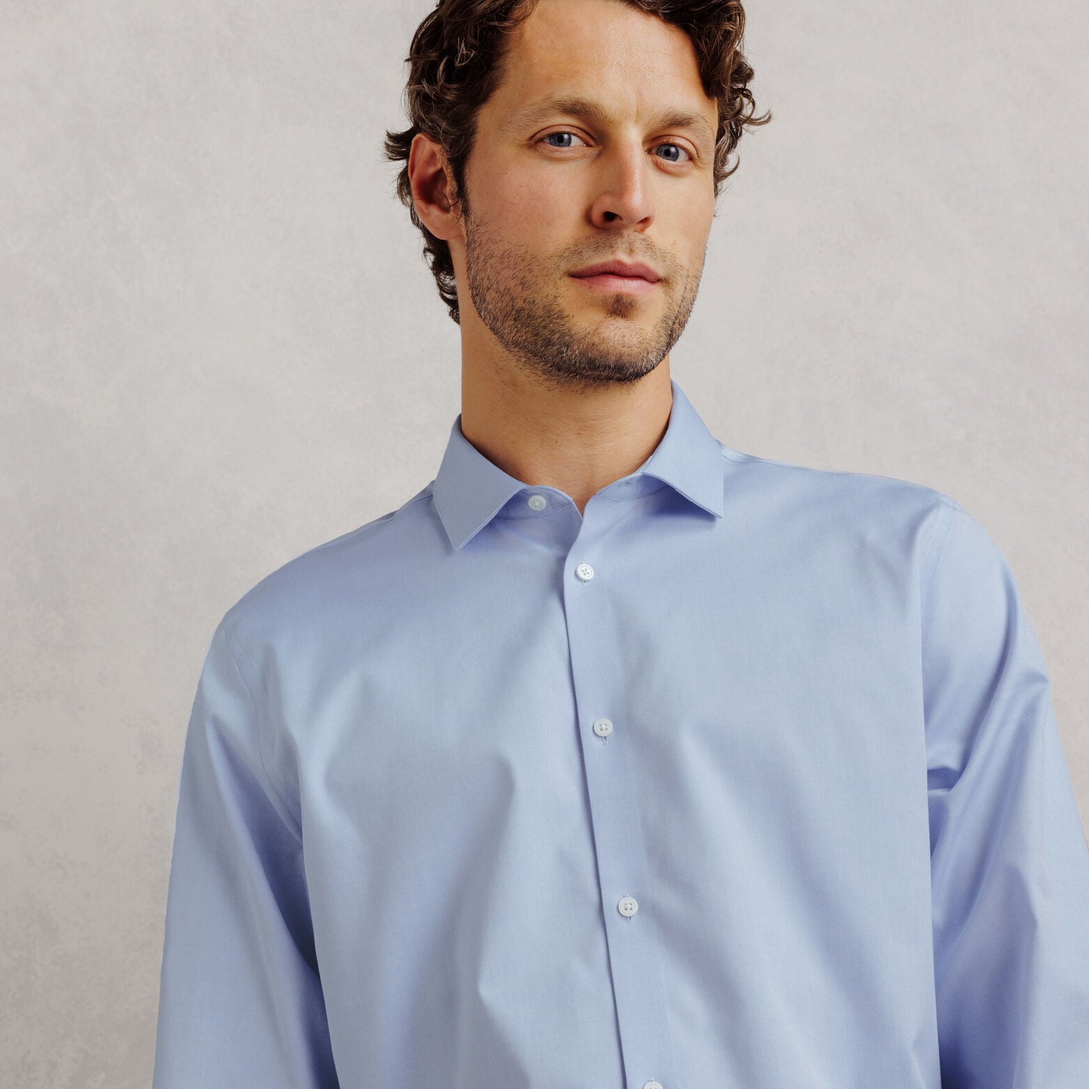 Chemise 100% coton slim sans repassage unie