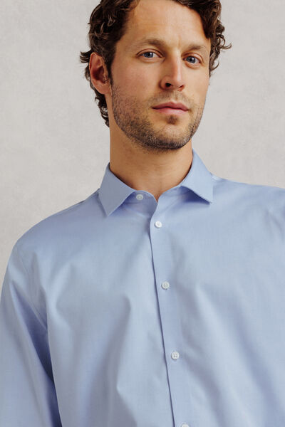 Chemise 100% coton slim sans repassage unie