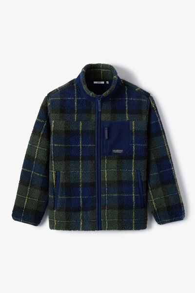 Sweat col montant zipp&eacute; en sherpa imprim&eacute;e