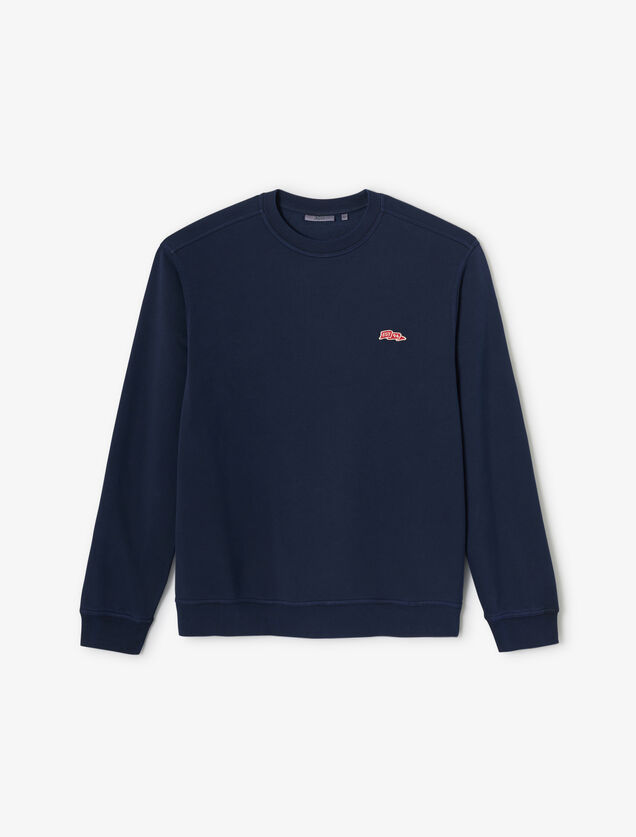 Sweat col rond effet d&eacute;lav&eacute; patch