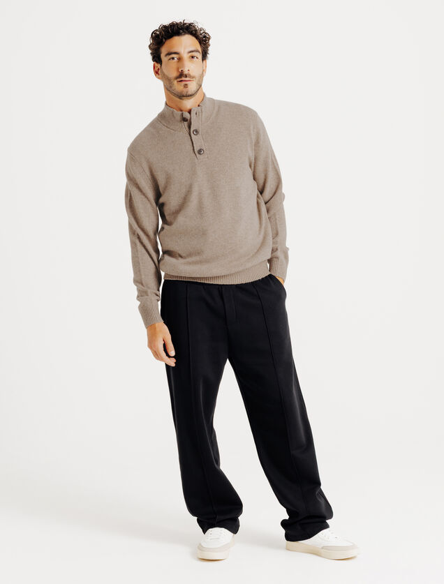 Pull col montant boutonn&eacute; lambswool