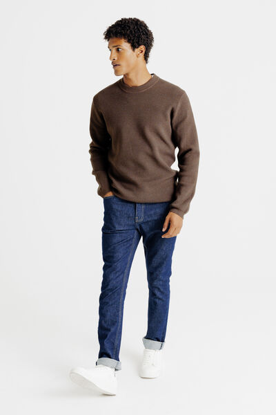 Pull col rond jeux de points fantaisie