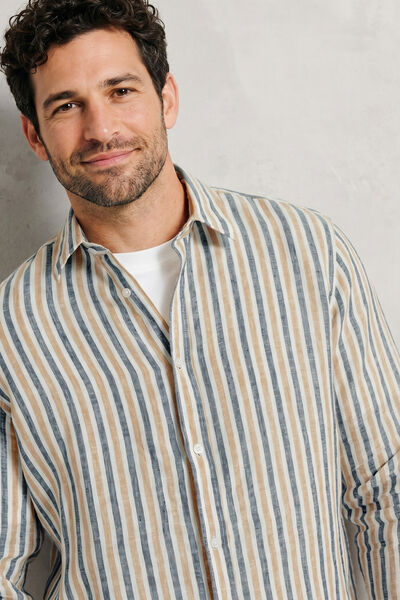 Chemise 100% lin ray&eacute;e