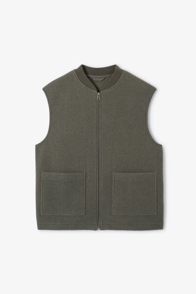 Gilet zipp&eacute; sans manches 100% laine