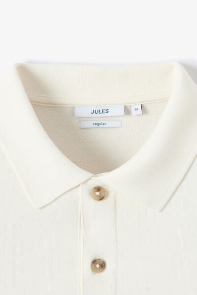Sweat col polo boutonn&eacute; molleton uni
