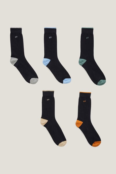 Set 5 paar sokken contrasterende hiel en teen