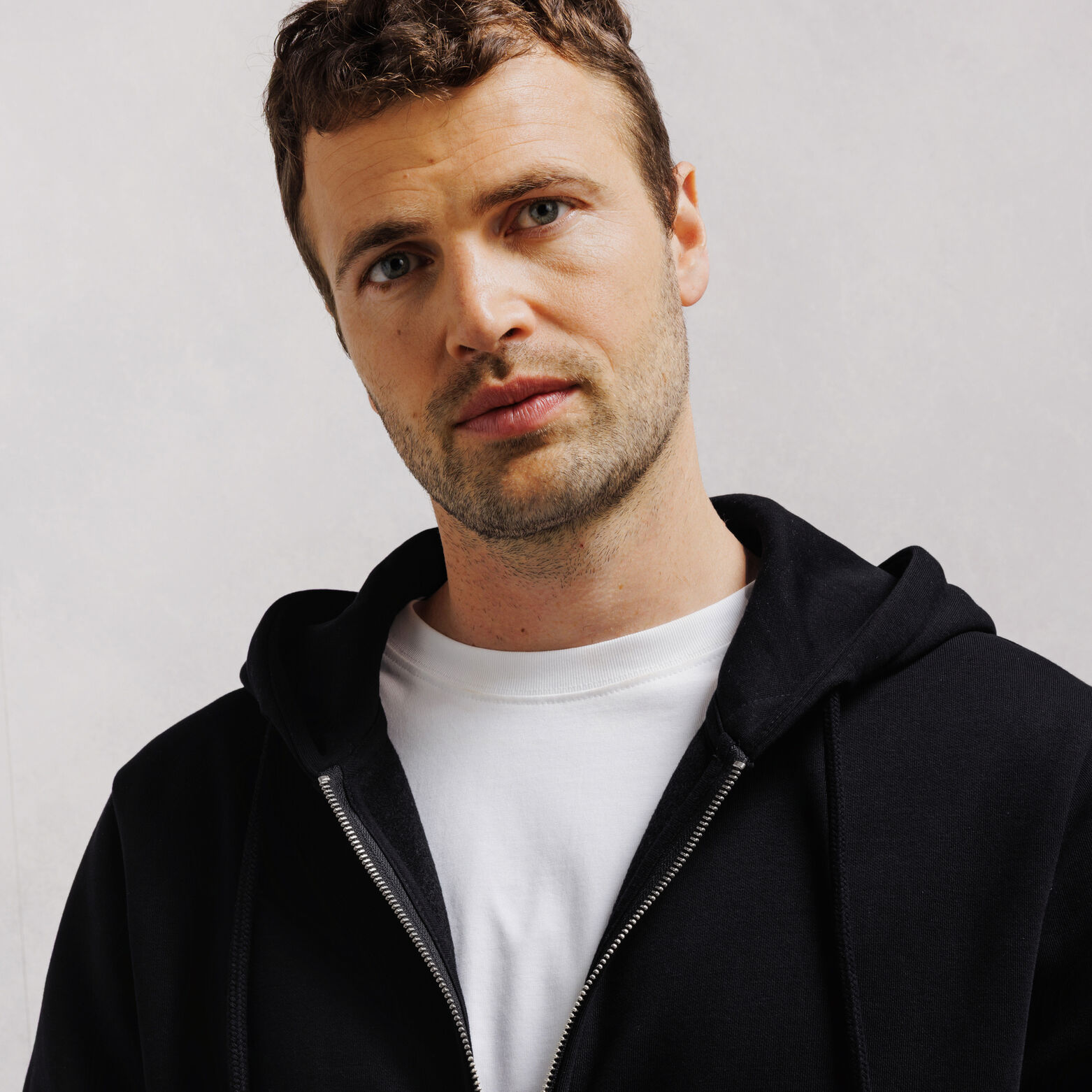 Effen molton hoodie met rits