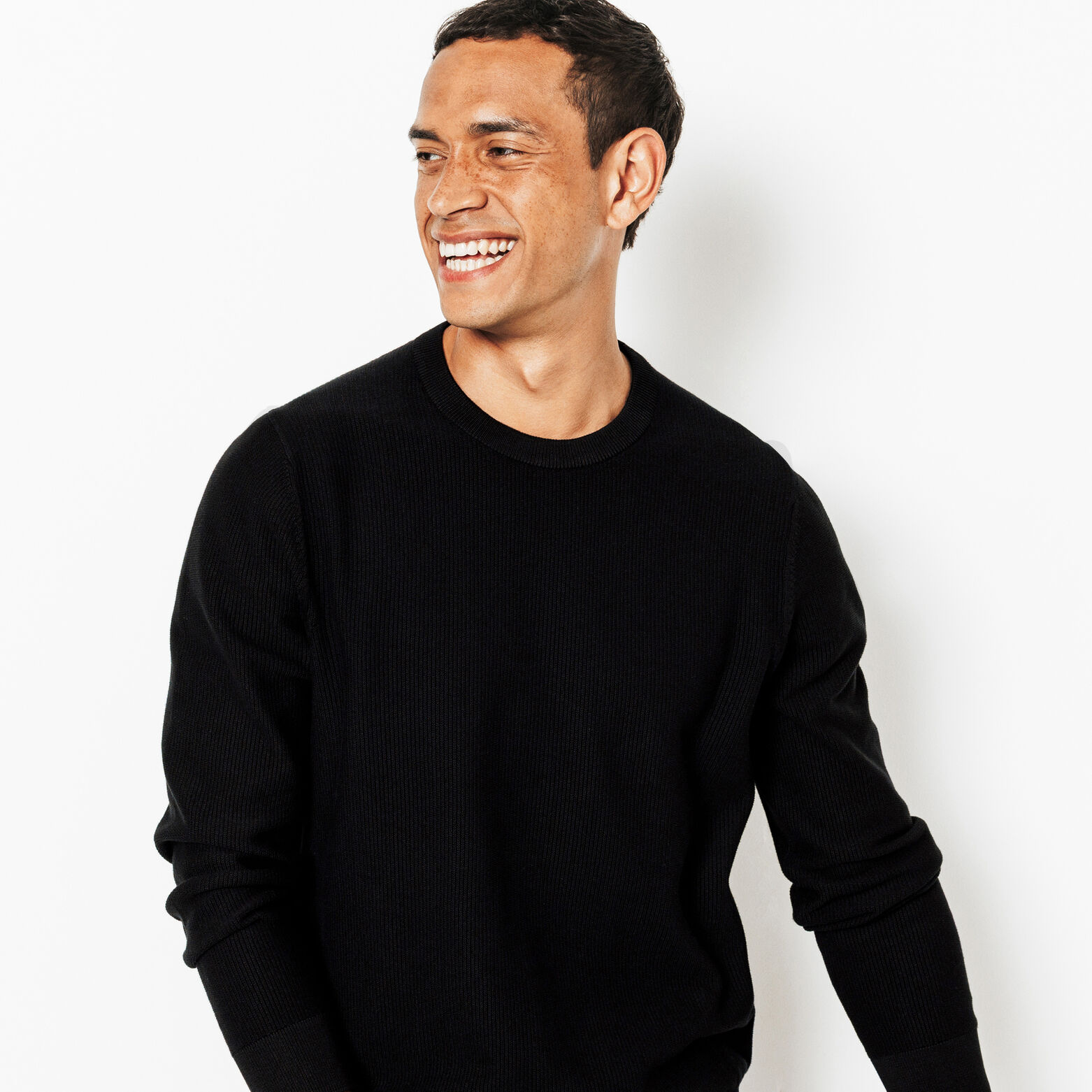 Pull col rond jeux de points fantaisie