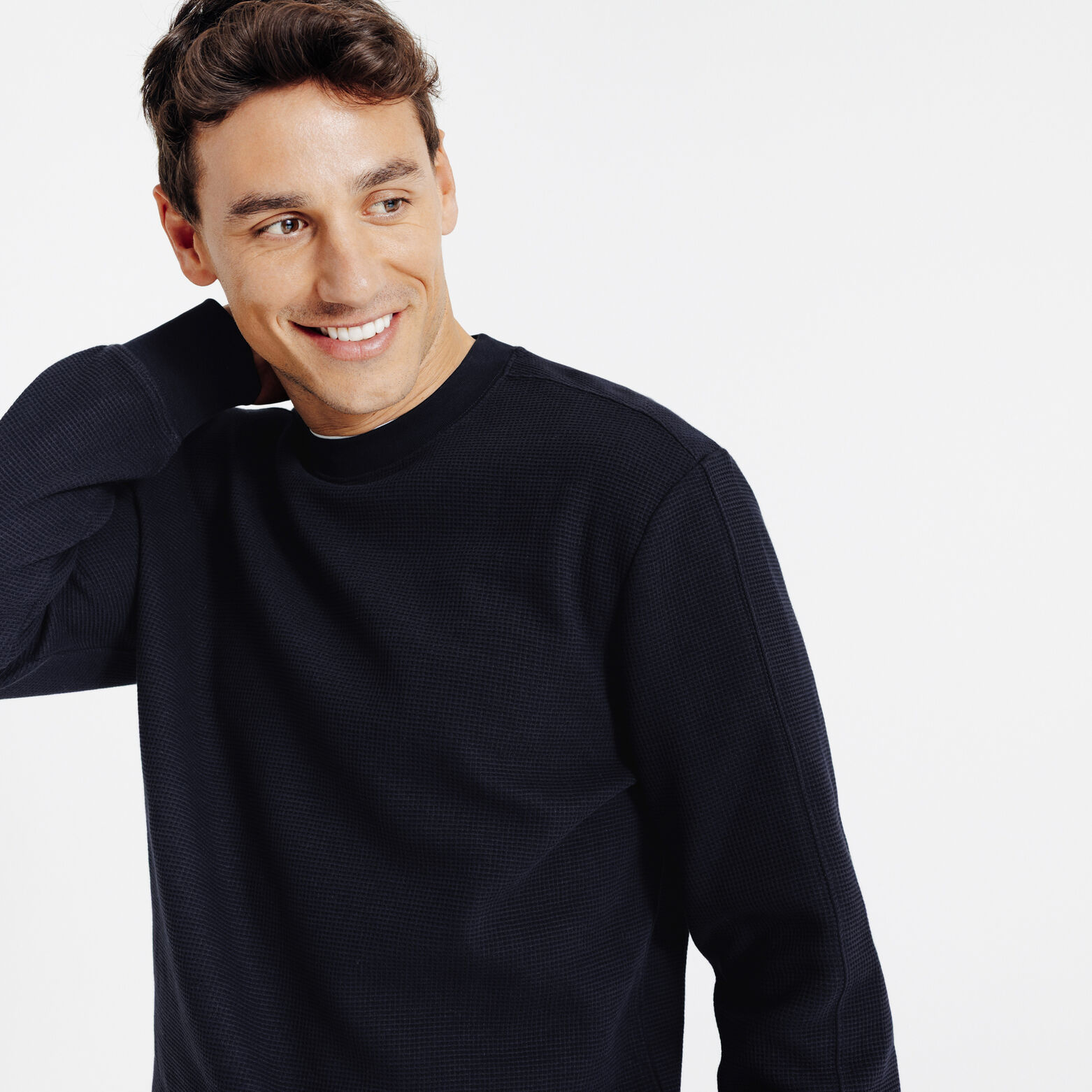 Sweater ronde hals in wafelstructuur