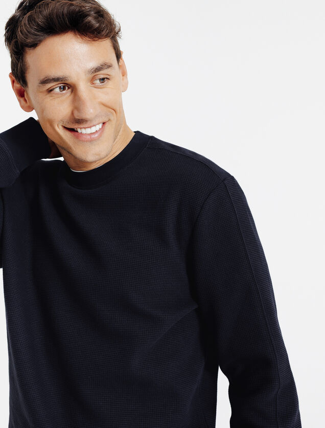 Sweater ronde hals in wafelstructuur