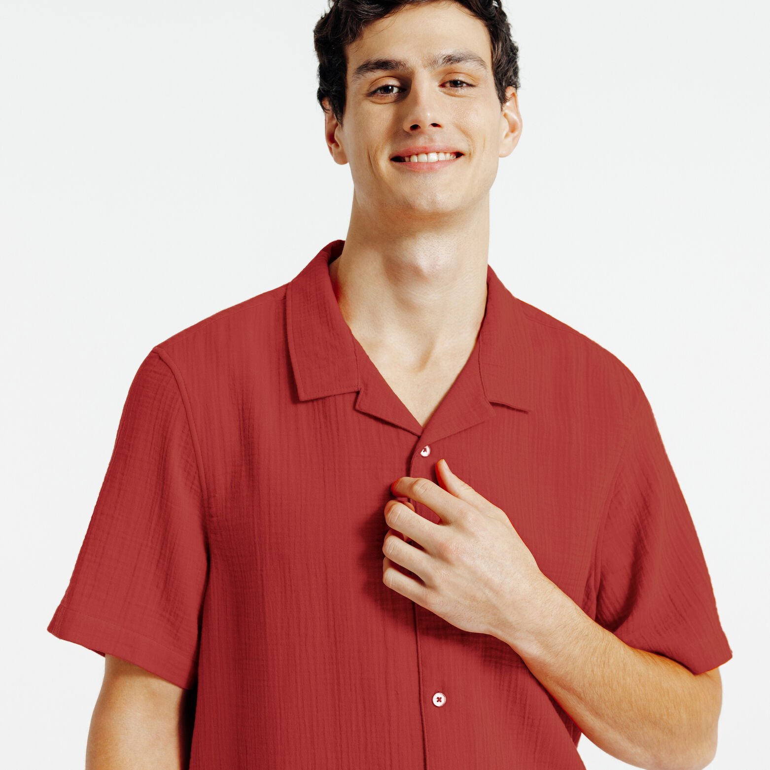 Chemisette en gaze de coton col requin