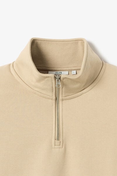 Sweat col montant zipp&eacute; molleton uni