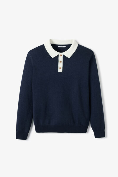 Pull col polo contrast&eacute; uni