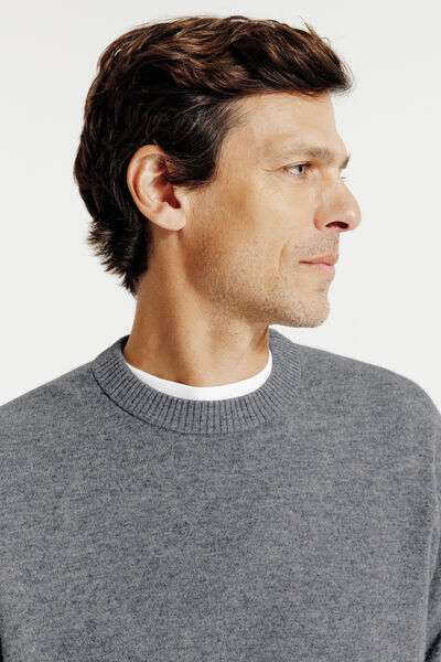 Pull col rond mérinos cachemire